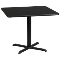Flash Furniture XU-BLKTB-3636-T3030-GG 36" Square Black Laminate Table Top with 30" Table Height Base